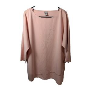 Chico's NEW Shirt Blouse Size Large Blush Pink Diagonal Women's Stretchy Tunic